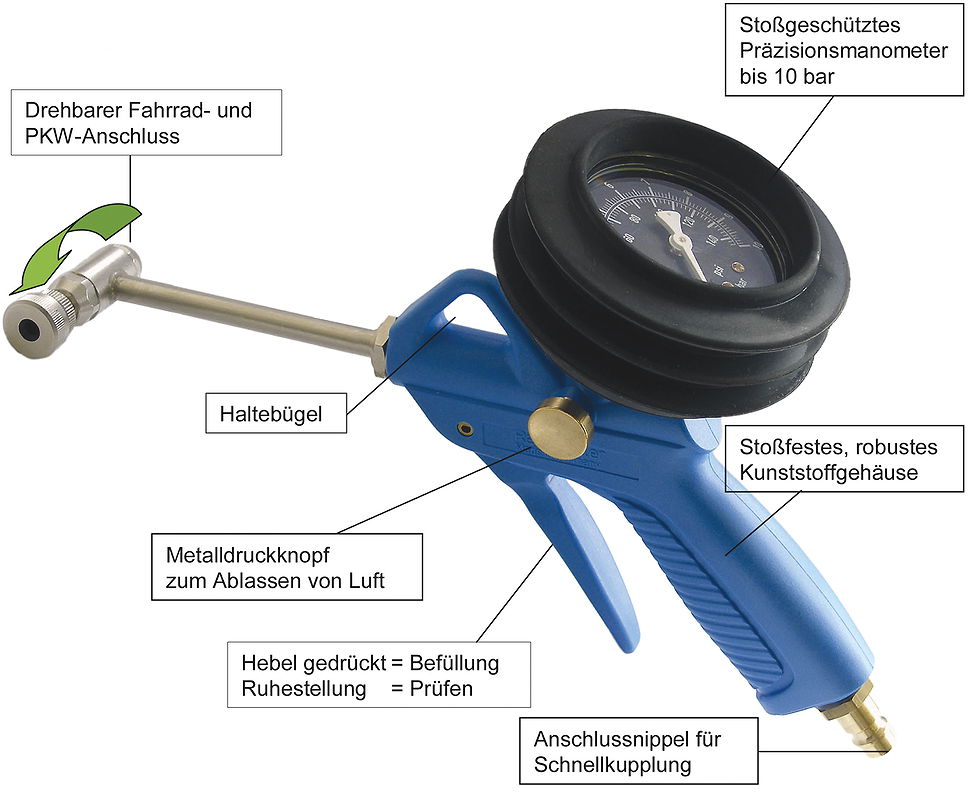 ALLIGATOR Reifen-Füllpistole Reifendruckfüller blau