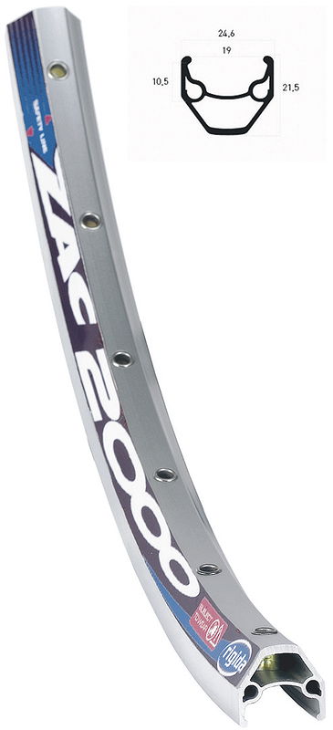 RYDE Hinterrad 26" ZAC 2000 Vollachse silber 26 Alu Schraubkranz 7/8 fach silb