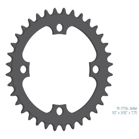 Esjot Kettenblatt für Bosch Gen 1, Gen 3 + Gen 4 Narrow Wide 1/2"x 3/32"+1/2"x11/128" 42 Zähne