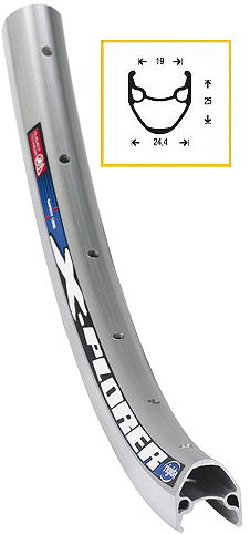 RYDE Hinterrad 26" X-Plorer Schnellspanner silber 26 Shim FHTY5007 7-fach schw