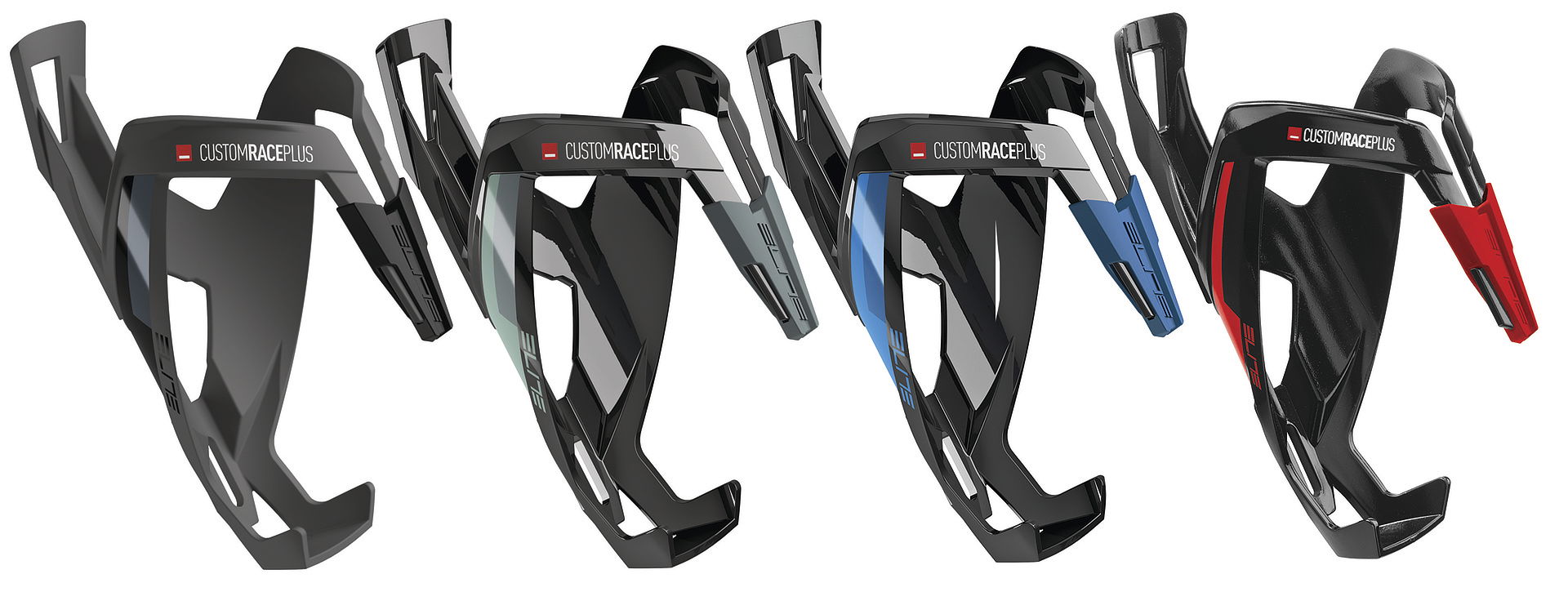 Elite Flaschenhalter Custom Race Plus Skin schwarz soft touch, Graphik schwarz