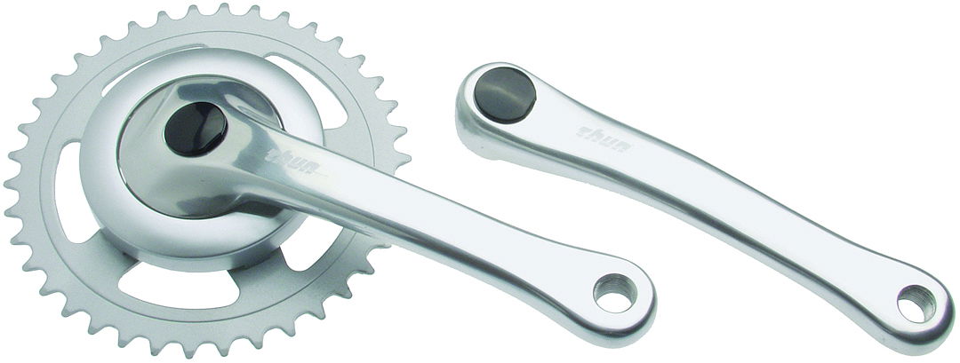 THUN Kettenradgarnitur Avax A mit Disk 4-kant 38 Zähne silber 170 mm  Montageverpackung