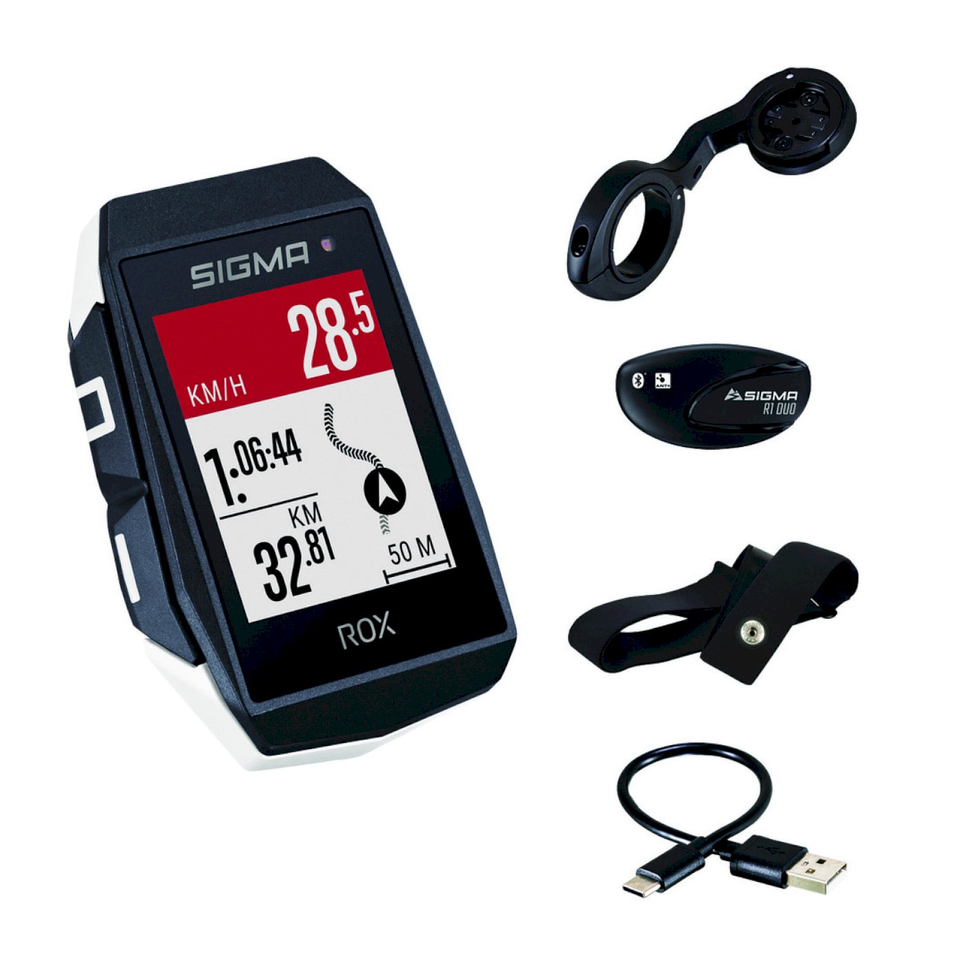 SIGMA GPS Radcomputer ROX 11.1 EVO HR Set weiß 01033