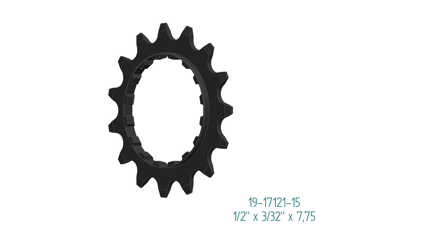 Esjot Ritzel für Bosch Gen 2 Offset Version schwarz  1/2" x 3/32" + 1/2" x 11/128"  15 Zähne